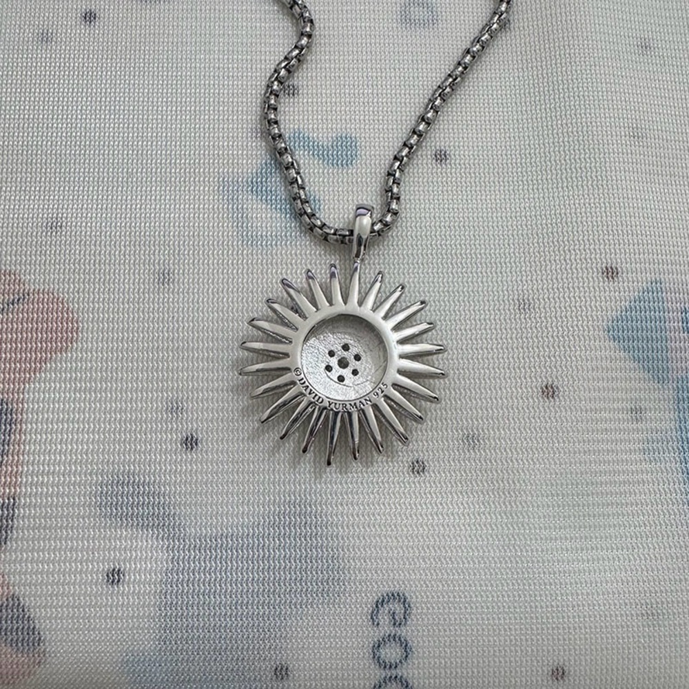 David Yurman Sterling Silver Radial Star Diamond Necklace - Picture 2 of 5